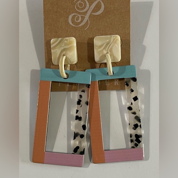 NWT Colorful Geometric Dangle Earrings - Picture 1 of 2
